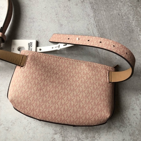 Michael Michael Kors Logo Monogram Belted Waist Bag NWT Rose Pink L/XL - Picture 2 of 10